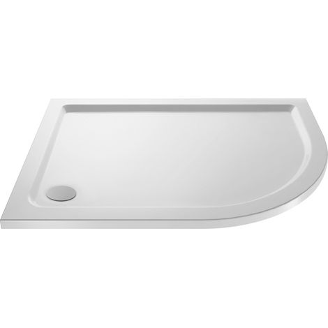 Nuie Pearlstone White Offset Quadrant Shower Tray 900mm x 800mm Right Handed