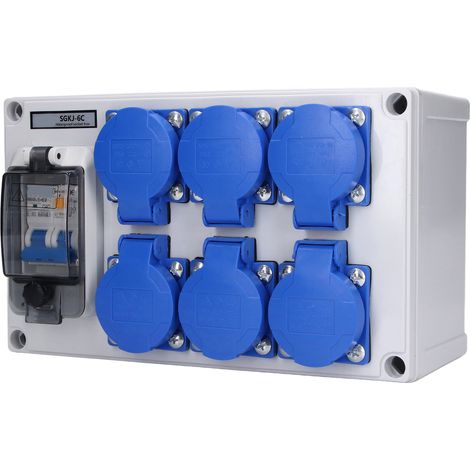 Wandsteckdose aus wasserdichtem ABS-Kunststoff mit 6 Steckdosen (deutsche Ausführung) für den Garten, 200–250 V (1/5)
