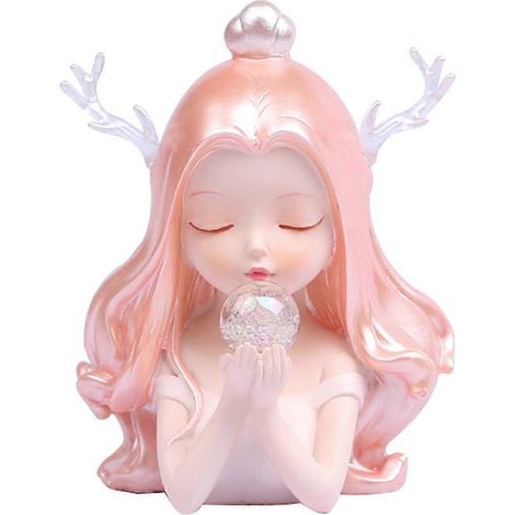 Statuette de petite fille décorative en résine, idéale pour la maison, le bureau ou une chambre d'enfant (9,5 x 7,5 x 6 cm, 1 pièce). (1/5)