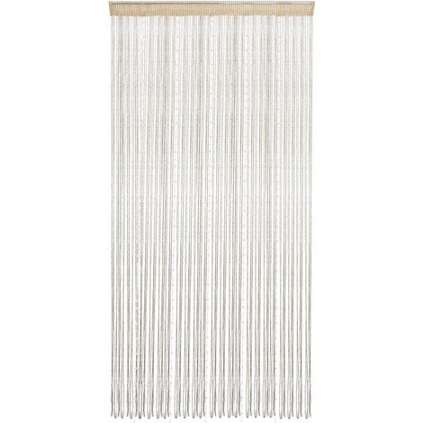Rideau à fils champagne 91x200 cm pour portes vitrées, rideau perles, séparateur de pièce dense pour portes/fenêtres (1/5)