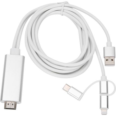 Adaptateur HDMI 3 en 1 Micro USB Type C - Câble de Conversion et Miroir pour Écran (1/5)