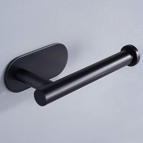 Black Toilet Roll Holder, SUS 304 Stainless Steel Toilet Tissues Holder, Apartment/Office/RV Self Adhesive TP Holder (Matte Black) (1/5)
