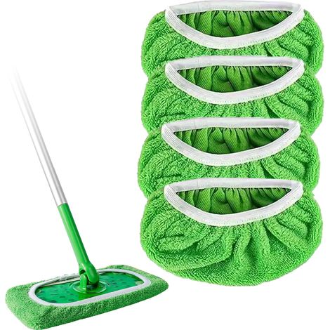 Wiederverwendbare Feuchttuch-Nachfüllpackungen, kompatibel mit dem Swiffer-Wischmopp, Trockenwischtücher, Mikrofaser-Feuchtreinigungstücher für Hartholzböden, 4er-Pack (Wischmopp nicht enthalten)