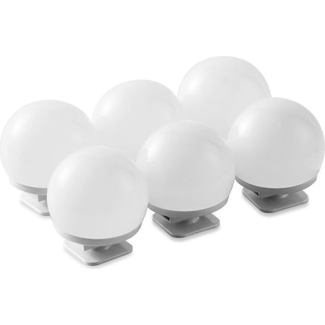 6 pcs Mirror Front Light USB Makeup Light Tri-color Dimming Mirror Light Refill Lights (1/5)