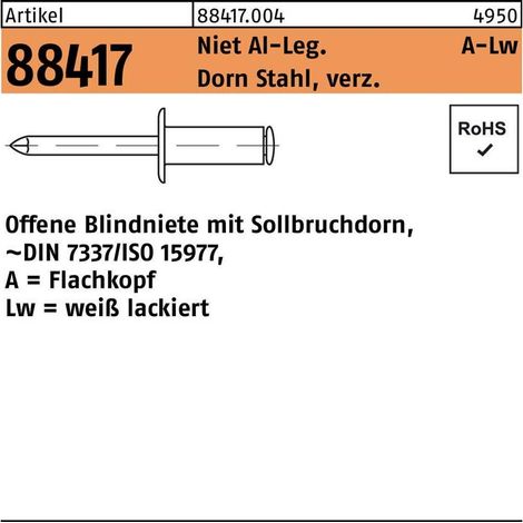 Blindniete R 88417 FLAKO 4x8 Niet Aluminium ws/Dorn Stahl verz. 500St.