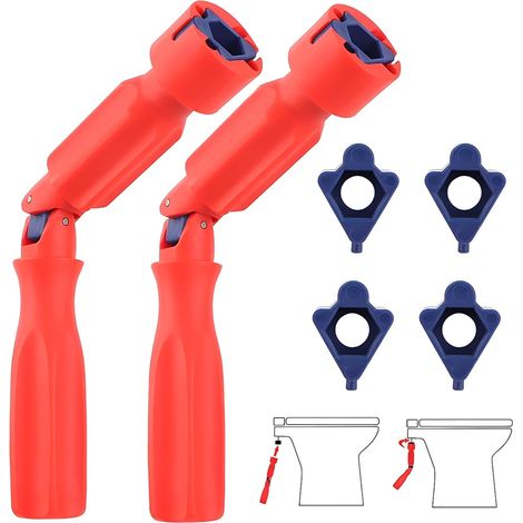 2 PCS Clé de montage pour siège de WC, clé universelle pour siège de toilette, adaptateur pour écrous, rallonge à cliquet, compatibilité avec aérateurs, outil sanitaire, Articulée. (1/5)