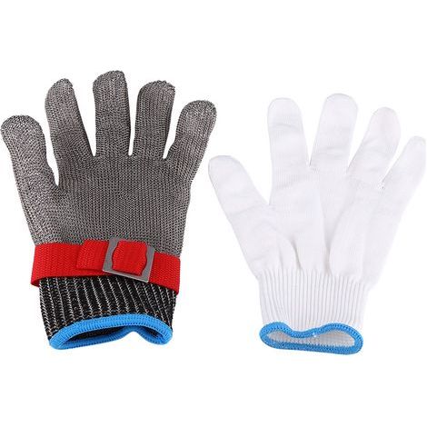 Outil de protection de boucher de travail de sécurité de gant résistant aux coupures de maille SS304 en acier inoxydable (1/5)