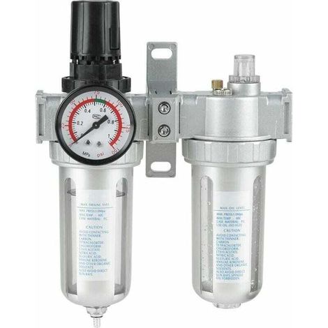 Filtre régulateur lubrificateur pour air comprimé,Régulateur de filtre de compresseur d'air, régulateur de filtre à air comprimé Combo Piège à humidité Lubrificateur d'eau d'huile SFC400 Filtre（ (1/4)