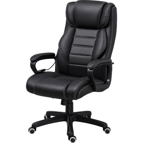 Fauteuil bureau massage vibration bascule pivotant réglable marron ergonomique (1/5)