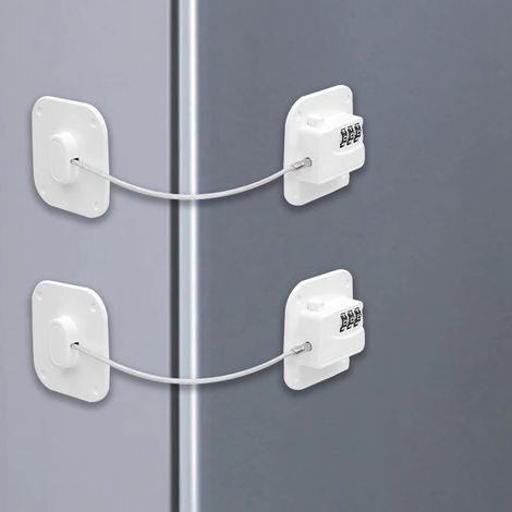 Set mit 2 Kühlschrankschlössern mit Code, kindersichere Kühlschrankschlösser, selbstklebende Kombinationsschlösser für Kühlschränke, Sicherheitsschlösser für Kühlschranktüren, Fenster, Schränke und Re (1/5)