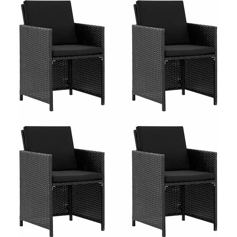 Salon de jardin 5 pcs Contemporain, Ensemble repas de jardin, avec coussins Résine tressée Noir OIB1602E (1/5)