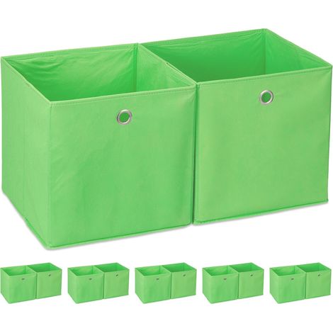 12 x Aufbewahrungsboxen aus Stoff, quadratisch, für Regal, Würfelform 30x30x30 cm, grün