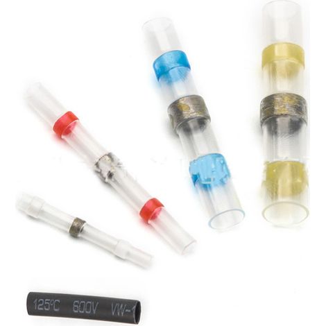 1 Set Schrumpfschlauch-Anschlussklemmen, wasserdicht, Lötringisolierung, Stoßverbinder-Sortiment, 500 Stück, Weiß 40, Rot 50, Blau 50, Gelb 20, Tube 340 (1/5)