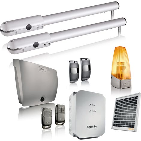 SOMFY 1246308 - Motorisation de portail battant à vérin SGS Essential Solaire - Pas de tranchée à prévoir