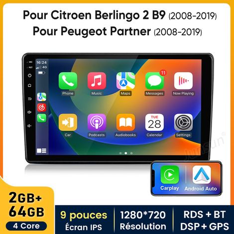9 pouces Carplay Autoradio pour Citroen Berlingo 2 B9 2008-2019 Android 2+64GB JUNSUN (1/5)