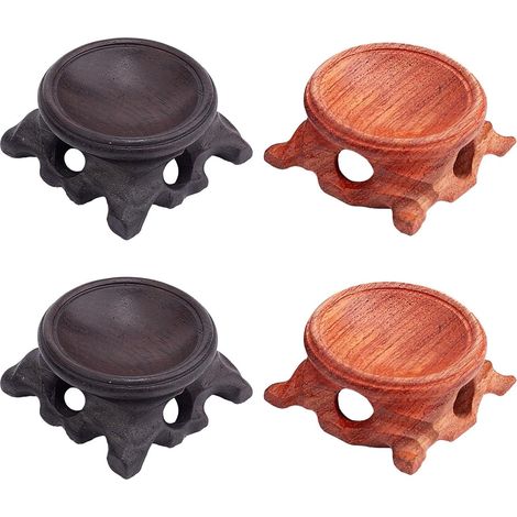 4pcs Support de Boule de Cristal en Bois Socle en Bois Support D'Affichage Souche Sculptée Socles Miniatures pour Boule D'Œuf D'Autruche Sphère Globe Sculpture en Pierre Maison Bureau (1/5)