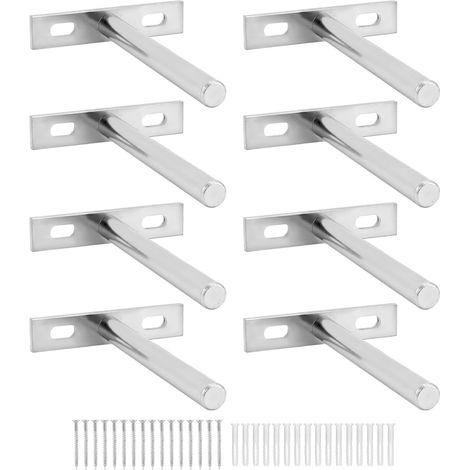 Juego de 8 soportes ocultos para estantes de pared, 100 mm, marco de soporte de estante flotante de acero laminado en frío