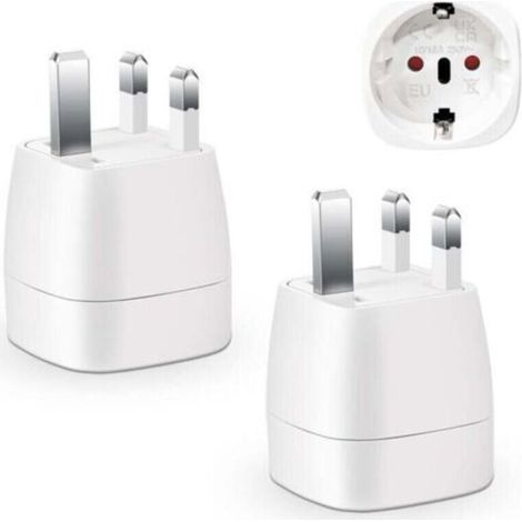 2 Pièces Adaptateur Prise Anglaise, Adaptateur de Voyage France/Europe ver UK,Francaise FR 2 Broches vers GB 3 Broches pour Irlande, Angleterre, Ecosse,Dubaï, Adaptateur Type G (1/4)