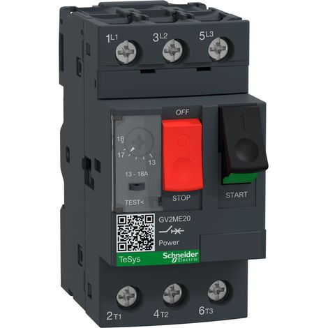 Interruttore automatico per motori TeSys Deca 3P 7,5kW 13-18A PL GV2ME20AP