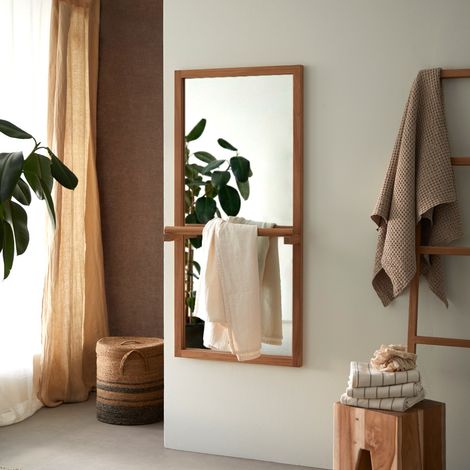 Miroir porte serviette en teck Lucy (1/5)