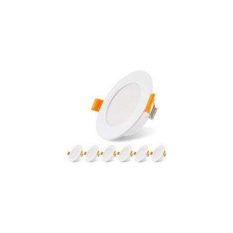 Lot de 6 Spots Encastrables LED Ultra Plats 230V 5W, Plafonnier Encastrable, Spot LED 3000K, Spot de Plafond pour Salle de Bain, Salon, Cuisine, Chambre, Diamètre d'Ouverture 75mm