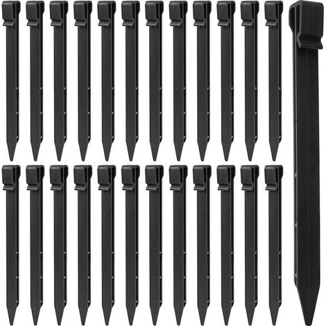 25 Pièces Piquets de Sol en Plastique, 25CM Piquets de Bordure de Paysage Robustes Piquets de Tente Pointes d'ancrage pour Tentes Planche Terrasse Bordure Pelouse Jardin Extérieur (Noir)
