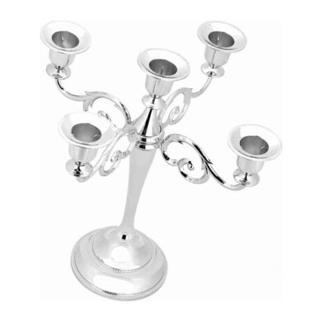 QORVA- Chandelier Vintage à 5 bras, artisanat en métal, support de bougie, décoration de fête de mariage, de maison, argent