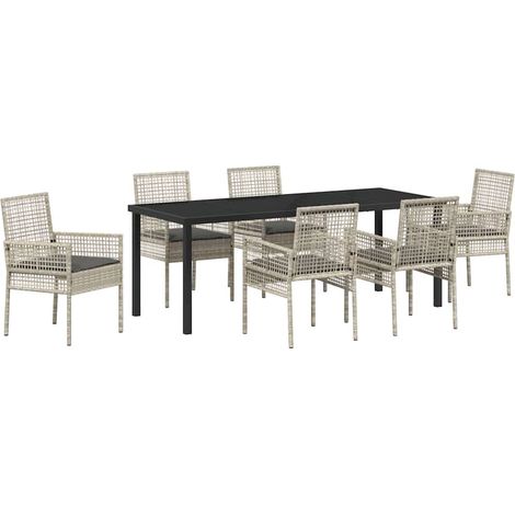 Maison Exclusive - Set da Pranzo per Giardino 7 pcs Grigio chiaro polyrattan