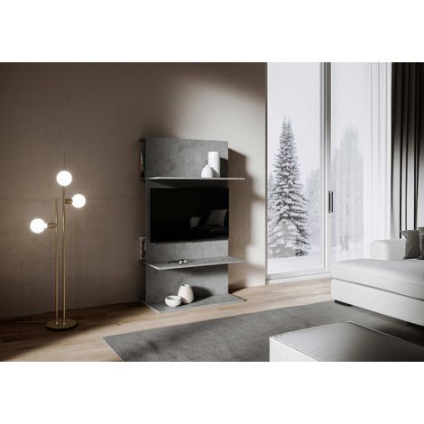 Porta TV a Parete 100x50x170,4 cm con 3 Ripiani Loki A Antracite Spatolato (1/2)