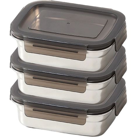 Lot de boîtes repas acier inox 600 ml, hermétiques empilables, étanches, bentō réutilisable (1/5)