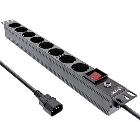 InLine® Ciabatta elettrica da 19", 8 contatti di protezione, spina C14, protezione da sovraccarico (1/4)