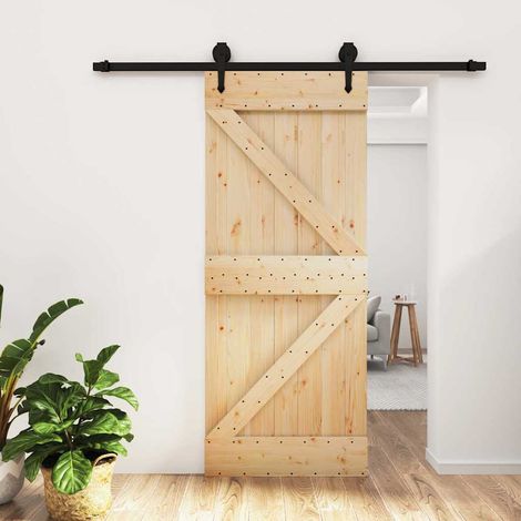 Puerta corredera con herrajes madera maciza de pino 85x210 cm vidaXL (1/5)