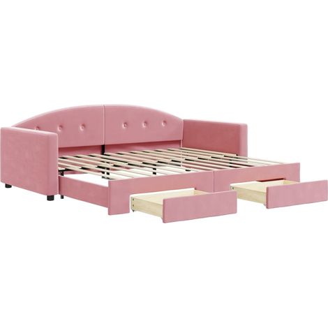 Maison Exclusive - Divano Letto Estraibile con Cassetti Rosa 90x200 cm Velluto (1/5)