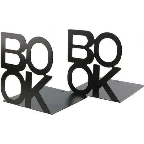 Serre-livres avec inscription - Métal - Motif lettres - Style simple - Organiseur de livres pour bureau, espace de travail, décoration intérieure, cadeau - Noir, 2024 Ping (1/5)