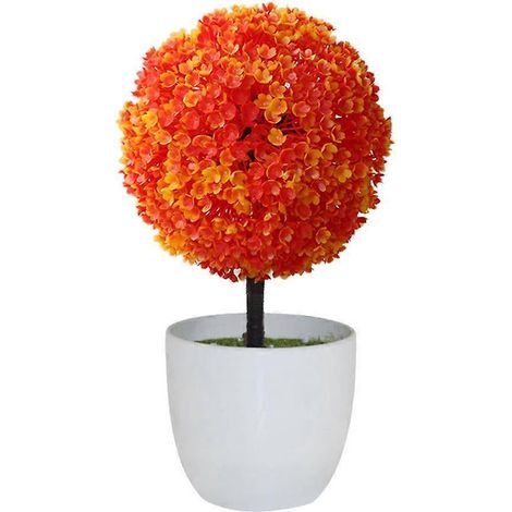 Plante artificielle en pot, ornement topiaire en forme de boule, bonsaï, fausse plante décorative pour la maisonorange (1/5)