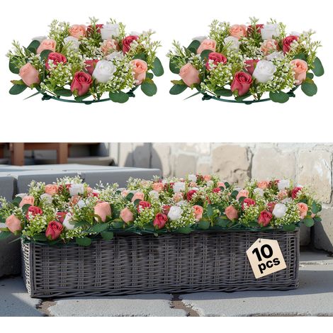 VEVOR Corona di rose artificiali , corona di fiori finti da 14 pollici di diametro con rose rosa e bianche, centrotavola floreale per San Valentino, festa della mamma, feste, matrimoni e decorazioni p