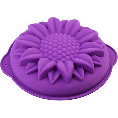 Moule à gâteau tournesol géant en silicone, plaque de cuisson pour gâteau d'anniversaire, moule à gâteau antiadhésif en forme de fleur pour la cuisson de cakes, muffins, brownies, cheesecakes, tartes, (1/5)