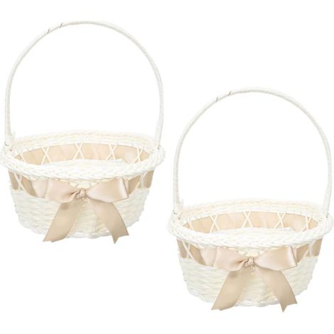 Paniers Tressés en Plastique Blanc pour Demoiselle D'honneur Lot de 2 Pratiques et Résistants à L'usure pour Mariage et Événements Réutilisable (1/5)