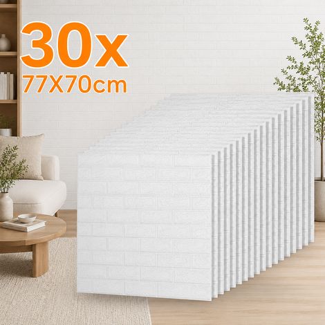Jiubiaz 30 Stück 3D Wandpaneele selbstklebend Weiß PE-Schaum 77x70cm