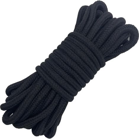 Weiche und robuste geflochtene Baumwollschnur – 8 mm – 10 m – Baumwollknotenseil – Dickes Mehrzweckseil – Für DIY-Projekte und Dekoration (10 m, schwarz, 1) (1/4)