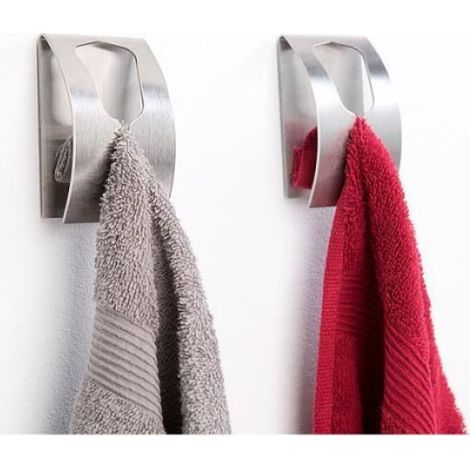 Porte-serviettes - - Lot de 6 - Acier inoxydable - Autoadhésif - Design contemporain (1/2)