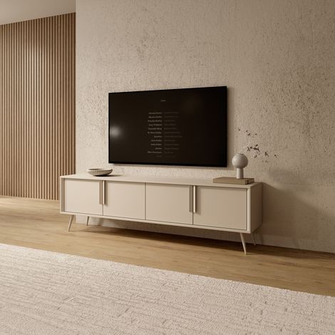 Mobile Porta tv Kalorile, un Ripiano, 4 Ante, con Piedini, 187x40x83h cm Beige Cashmere (1/5)