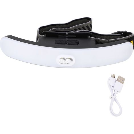 Lampe frontale rechargeable USB 6 modes, super lumineuse pour pêche et course, 3.7V avec 2 interrupteurs. (1/5)