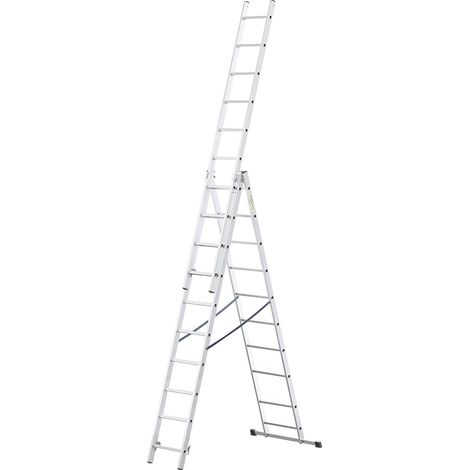 Basic Home Échelle en Aluminium 3 Éléments – Escabeau 3x10 Marches – Escabeau en Aluminium Léger – Échelle Pliable pour la Maison – Capacité 150 Kg – 45x270x16cm (1/5)