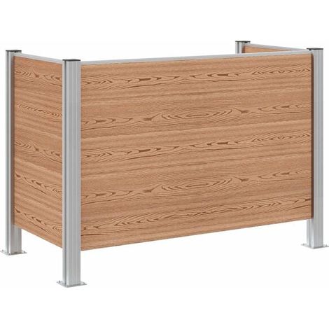 Clôture pour poubelle marron, mesurant 161 x 85 x 115 cm, en composite aluminium et bois-plastique. (1/5)