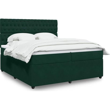 Boxspringbett mit Matratze Dunkelgrün 200x200 cm Samt