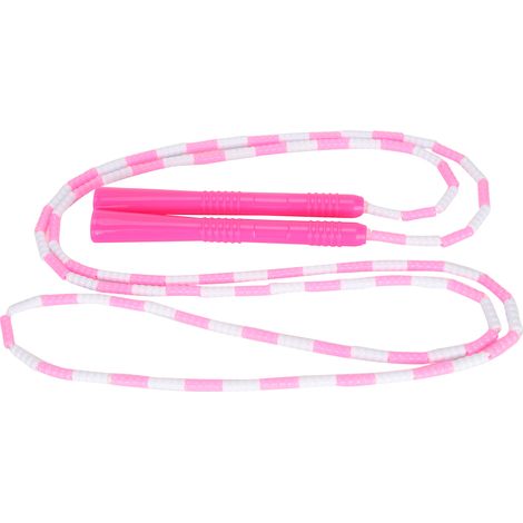 Corde à sauter rose souple et ajustable avec perles en plastique, pour hommes, femmes et enfants. (1/5)