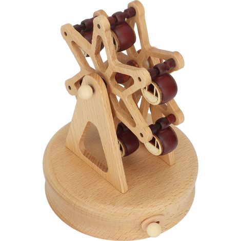 Boîte à musique en bois de hêtre, modèle grande roue, boîte à musique artisanale, cadeau pour Noël, un anniversaire, la Saint-Valentin, fond rond (1/5)