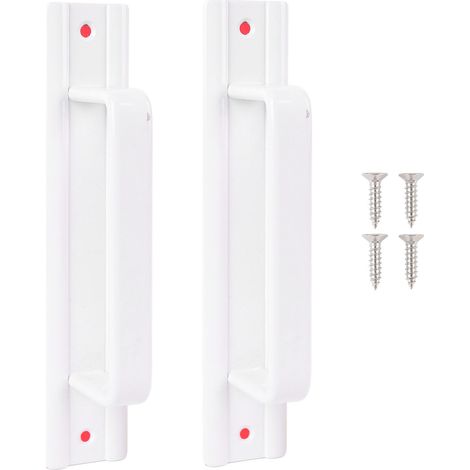 2 poignées de porte coulissante pour verre, aluminium blanc – pour cabinet, wardrobe, fenêtre (installation sans vis) – 2 unités avec 4 vis (1/5)