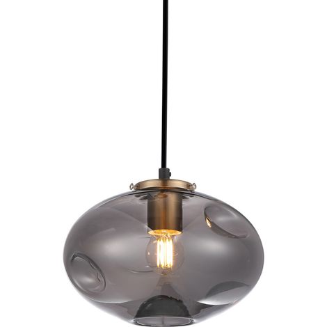 Suspension Italux Hatella cuivre/noir verre Ø22 E27 (1/2)